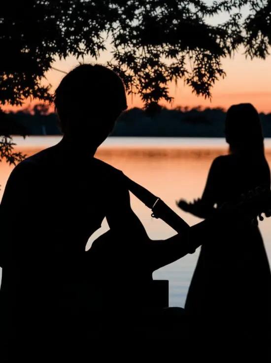 Guitar player bonfire scene using silhouette maker