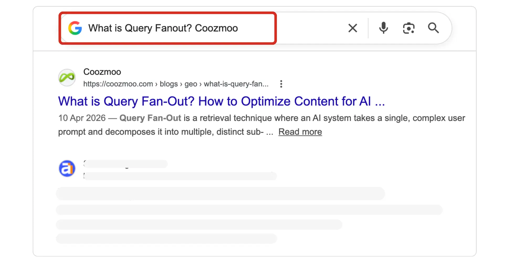 Google search result for Query Fan-Out by Coozmoo Digital.