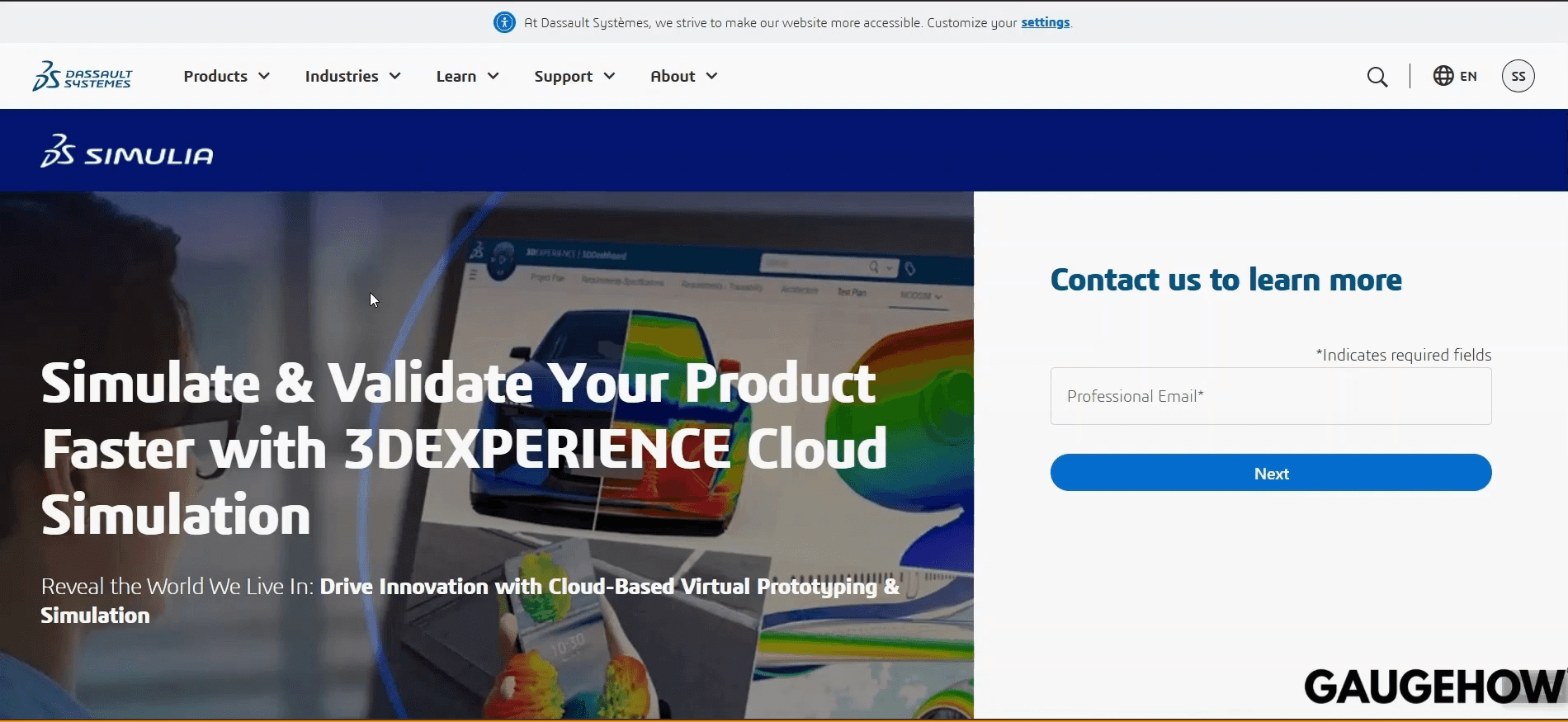 SIMULIA cloud simulation page