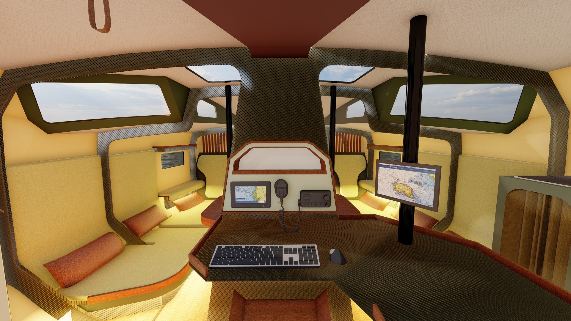 Custom sailing yacht concept by Ronan Ohier Yacht Design, designed in France, combining elegant hull lines, advanced performance, and luxury interiors.