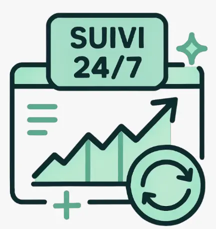 Icône suivi optimisation workflows automatisation continue