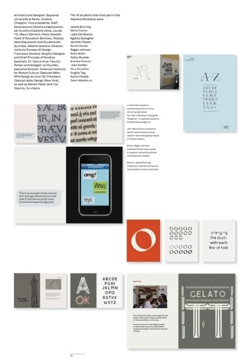 An image with multiple opened notebooks depicting typographic letter design used in calligraphy and smartphone applications.