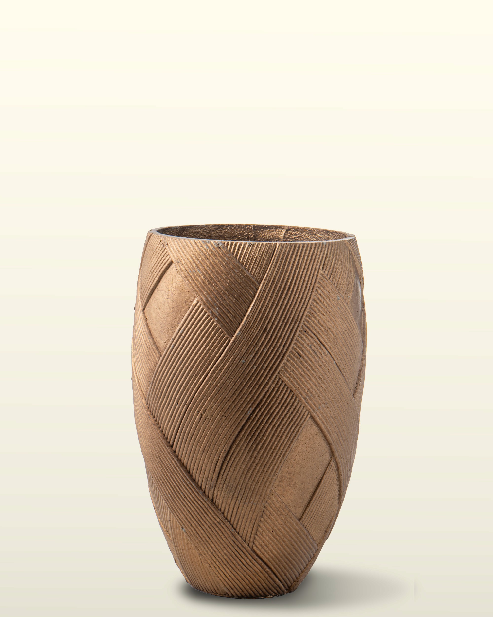 حوض فايبر كلاي بني فاتح — 39.5×39.5×60 سم — البيت الأخضر