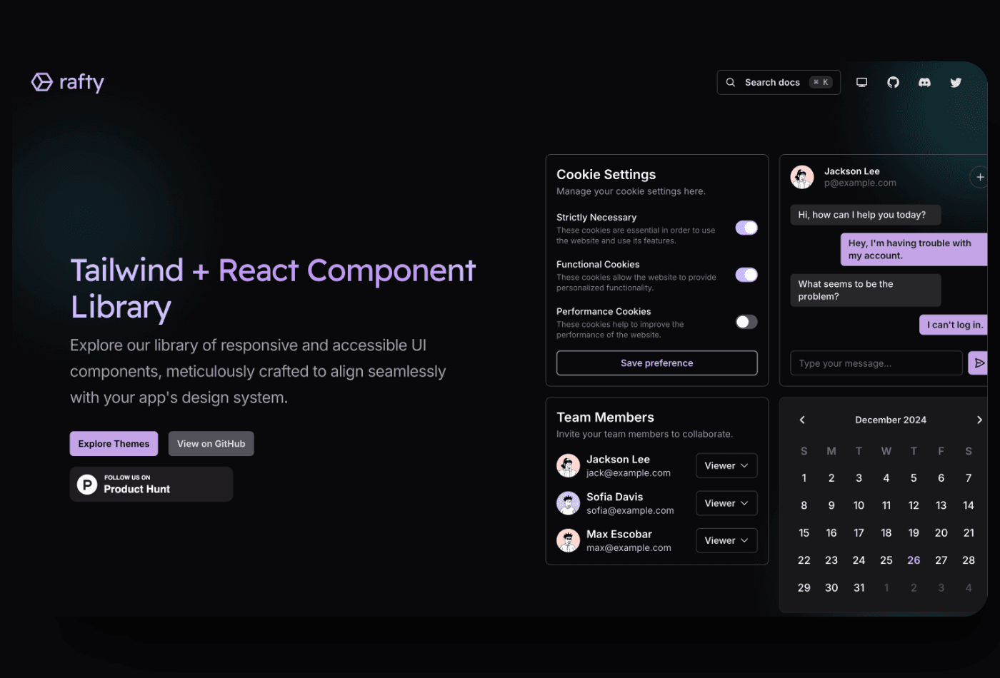 Rafty Tailwind and CSS components