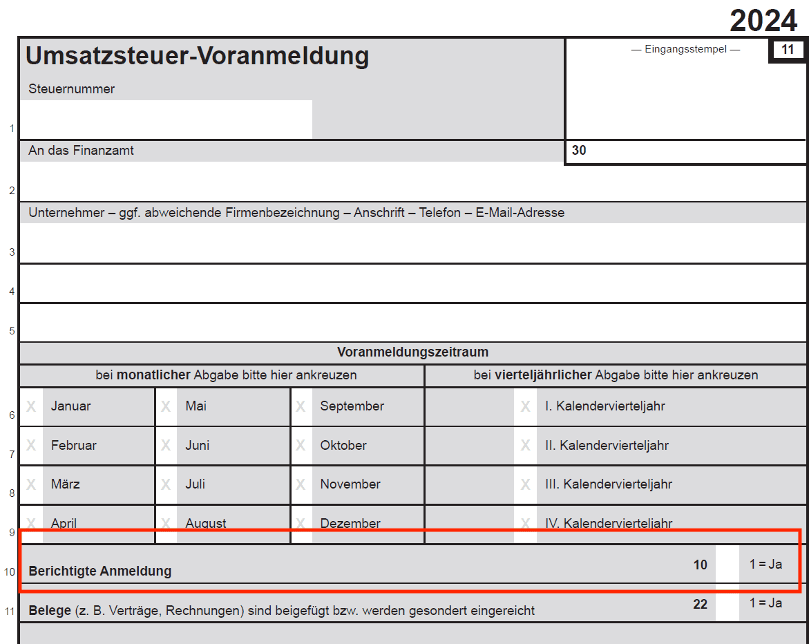 Umsatzsteuervoranmeldung formular Elster