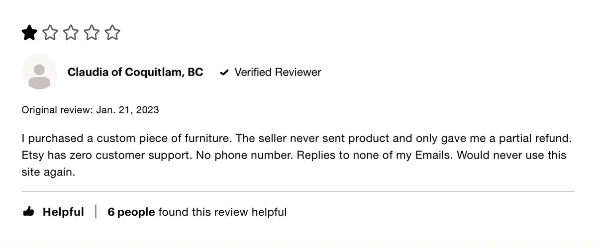 Etsy Review Example