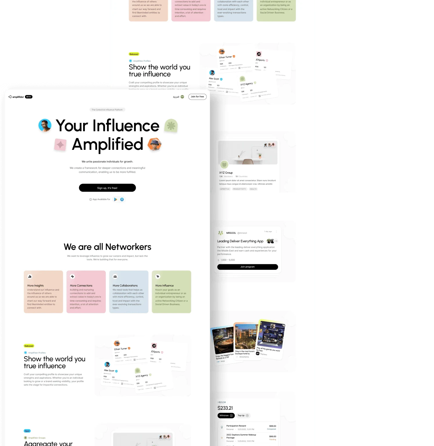 Amplifidor influencer marketing website design showcase