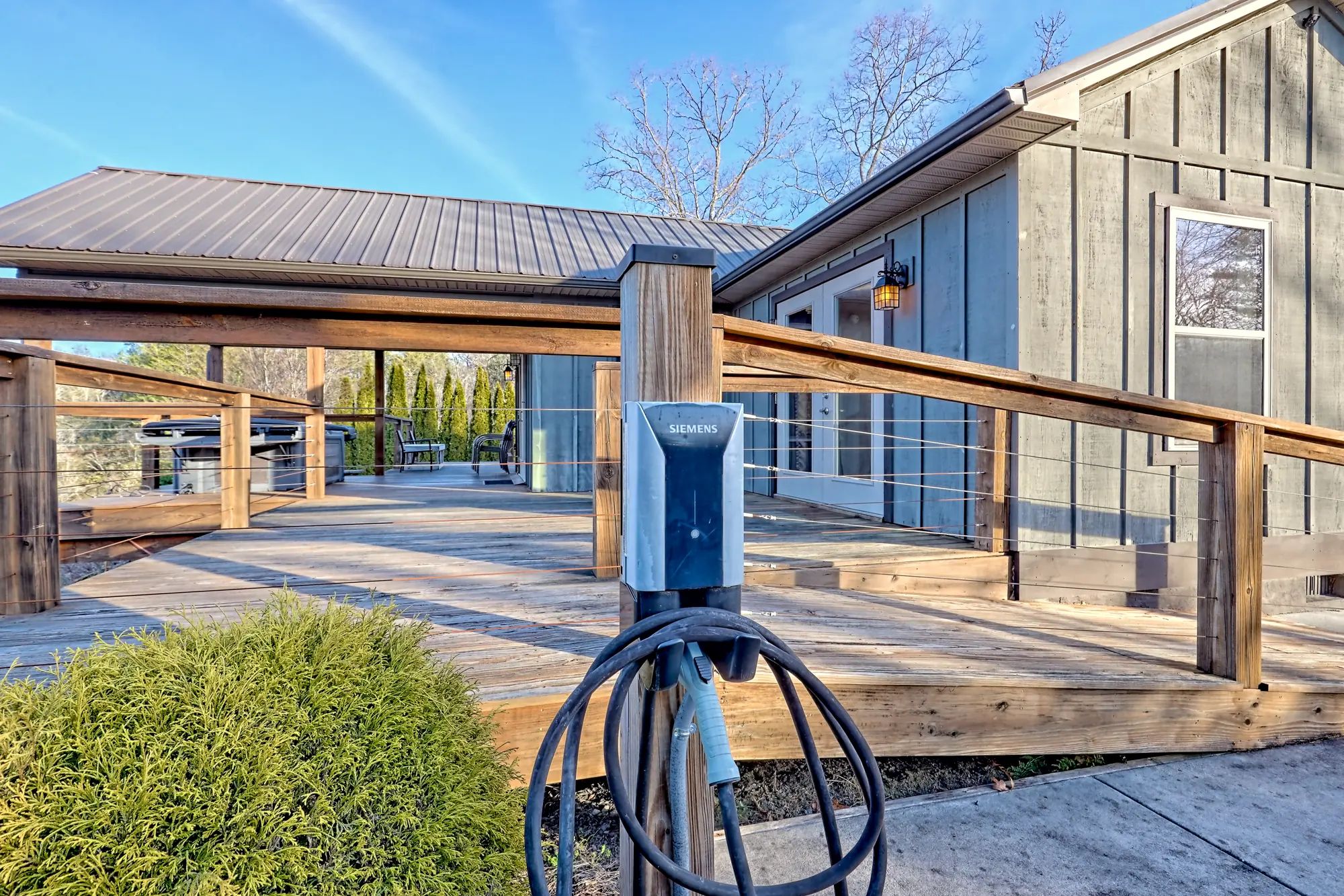 Step-free ramp to the Eagles Nest deck with a Siemens EV charger