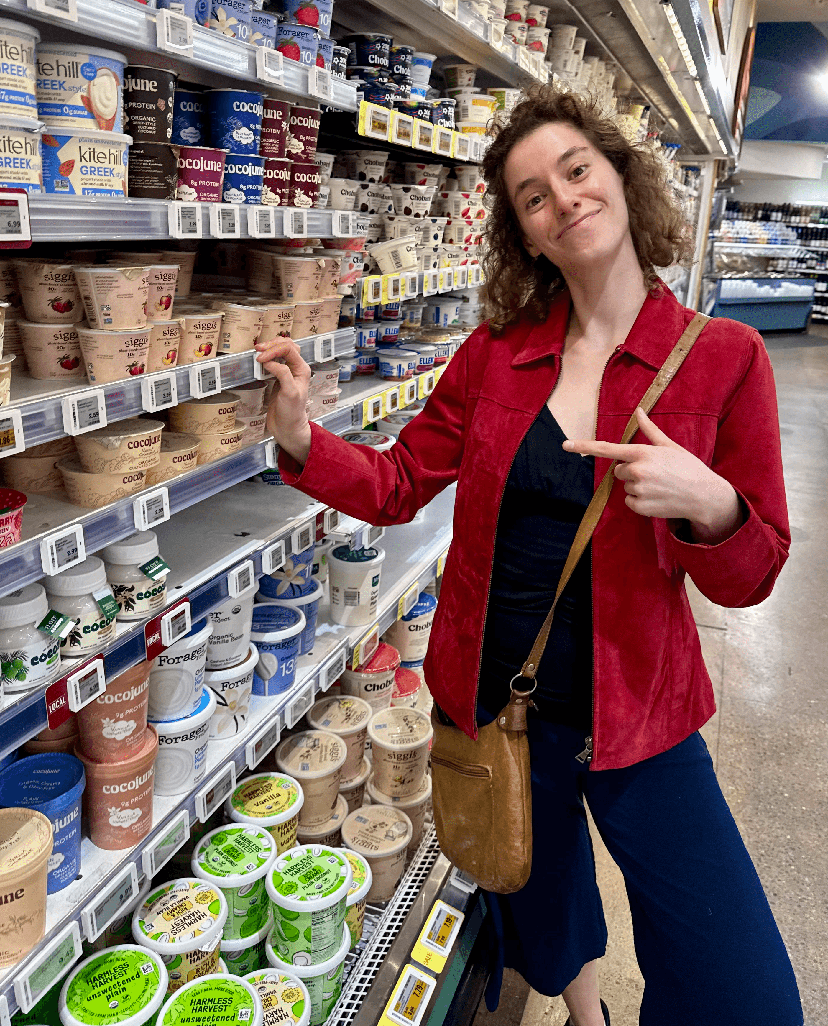 Rebecca in a yogurt aisle