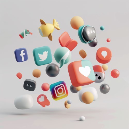 Verschiedene 3d Icons von Social-Media Plattformen
