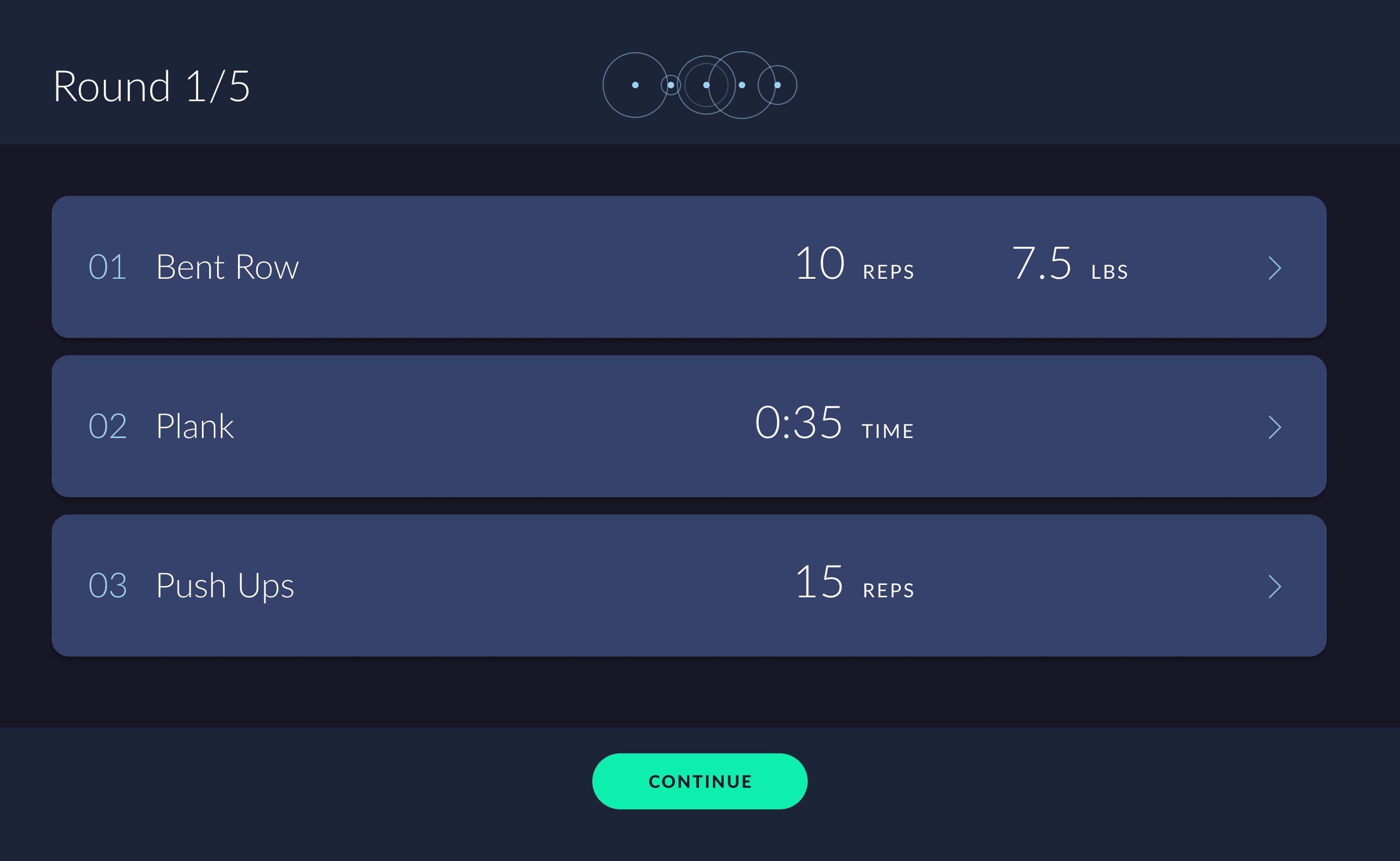 End of round screen with user stats.
