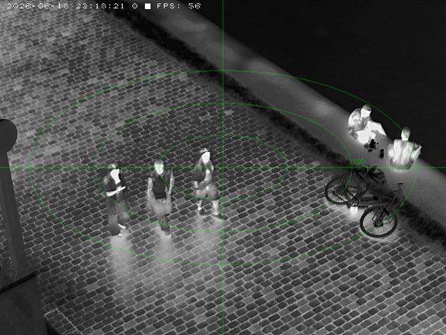 LWIR — embankment, a group and a couple with a bicycle