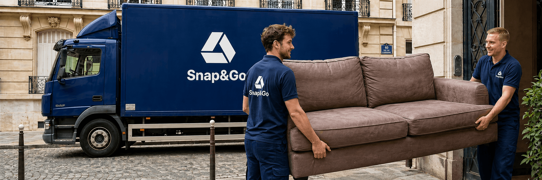 Les chauffeurs des camions Snapandgo effectuent des livraisons porte-à-porte.