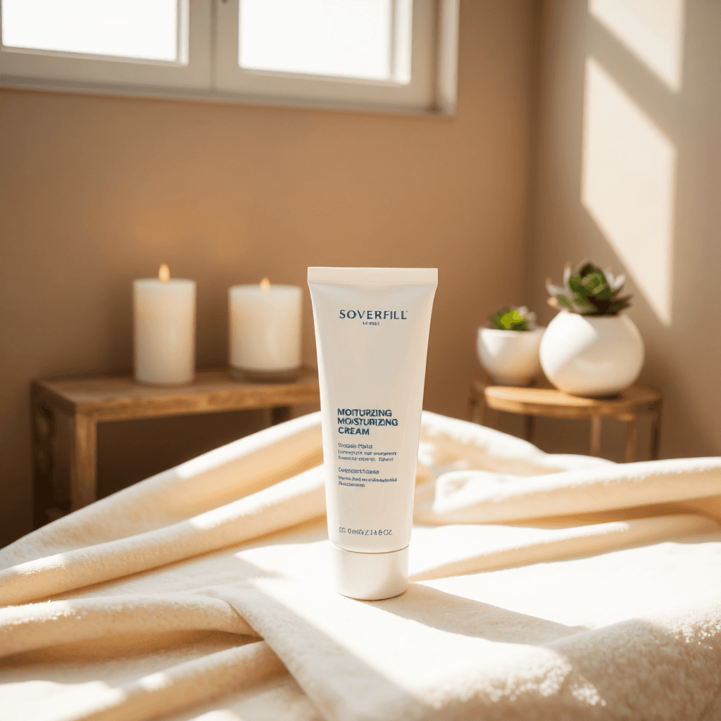 product photography of a tube of moisturizing cream