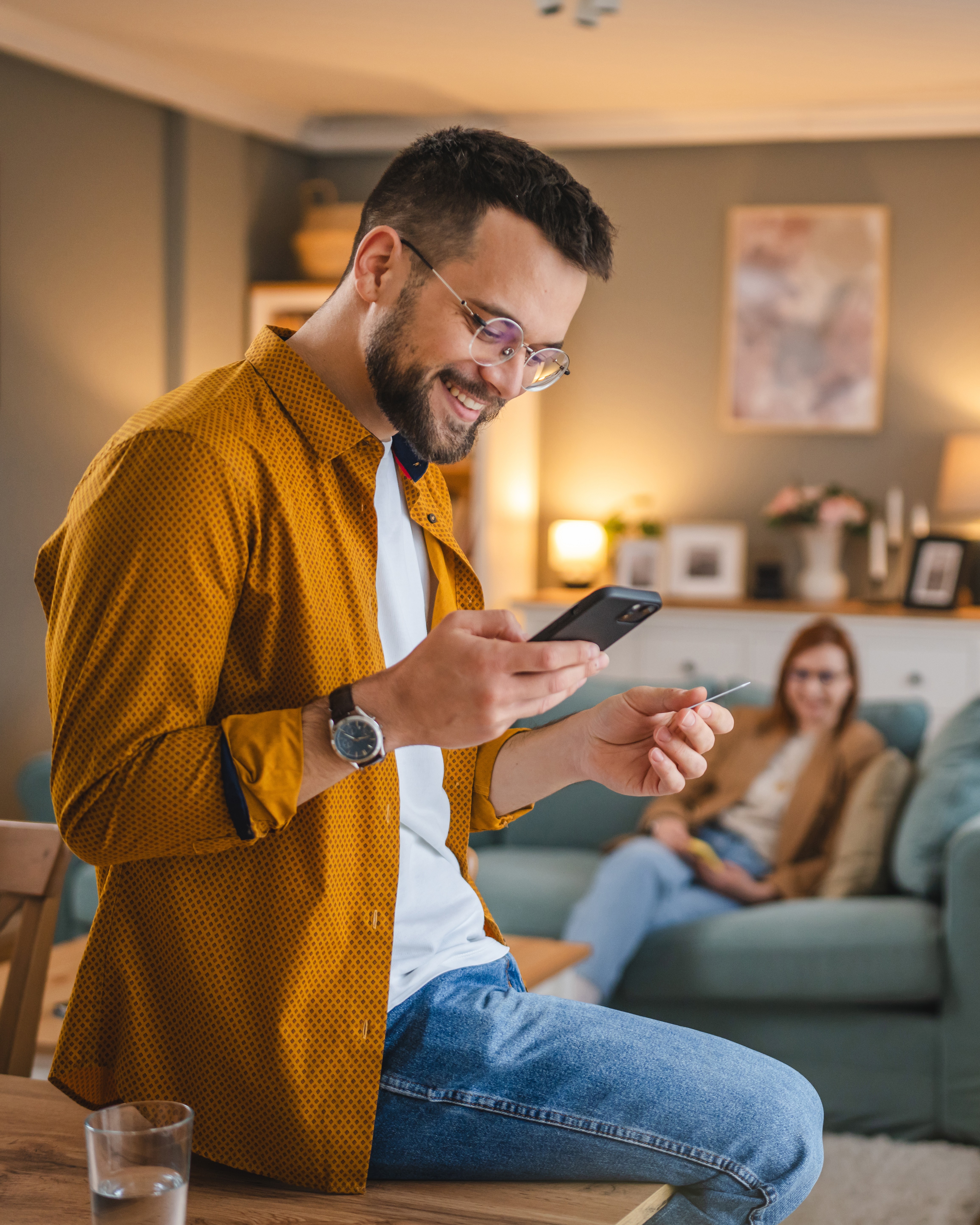 Man getting a notification on his phone