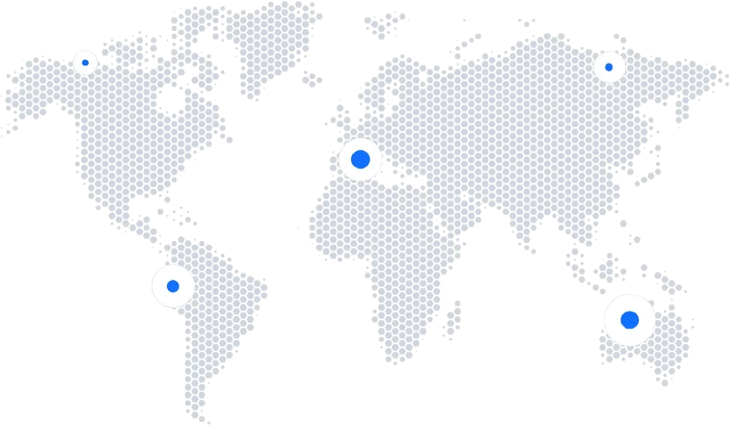 World map with blue dot icons