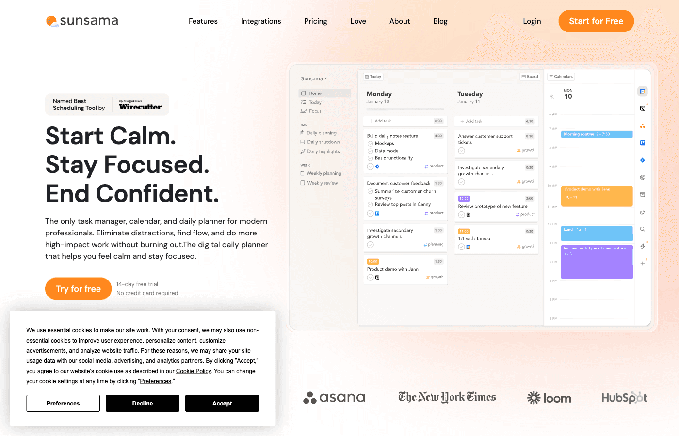 Sunsama daily planner