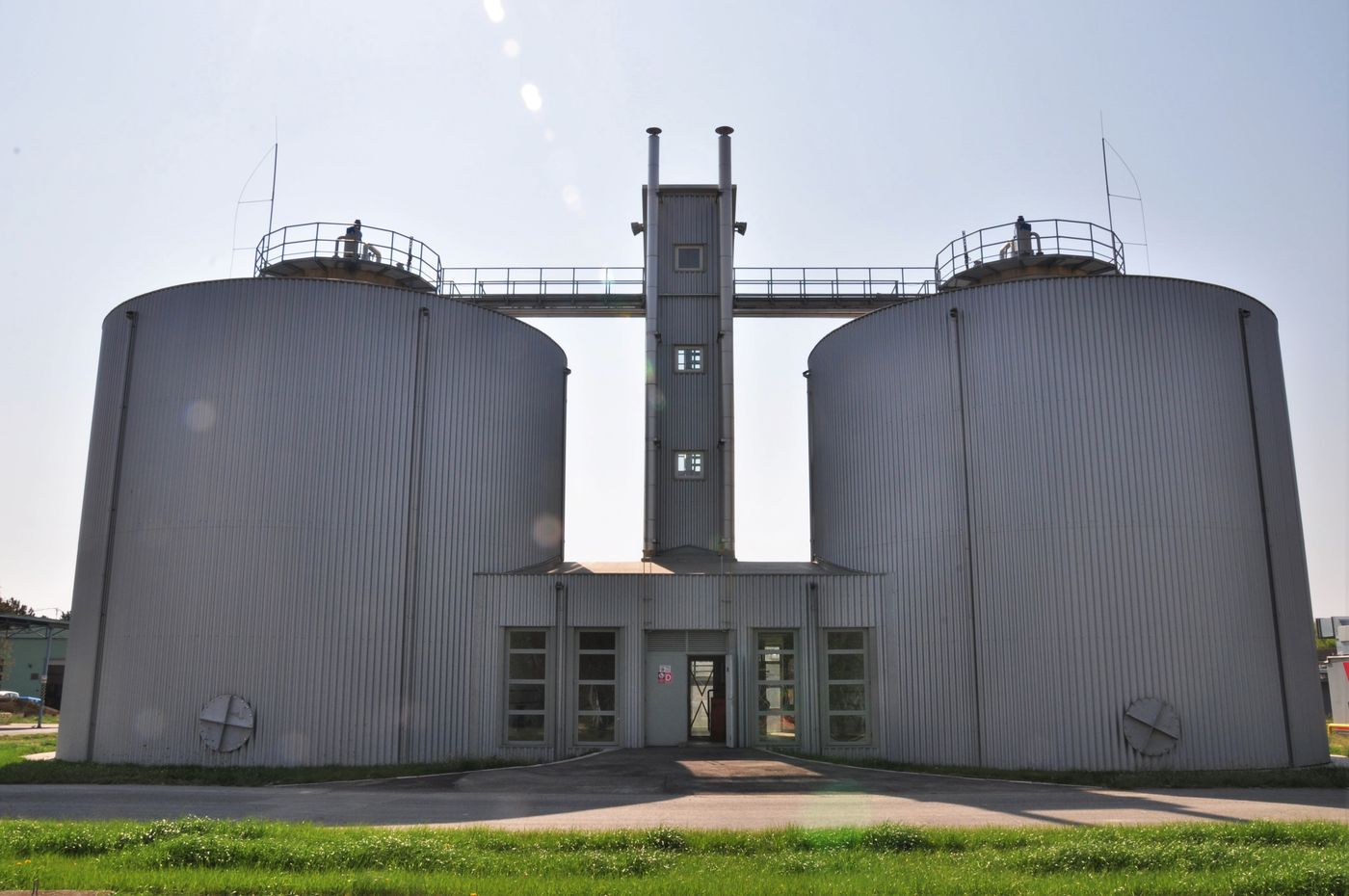 Twin METHANATOR digester towers at the Zalaegerszeg wastewater treatment plant, Hungary