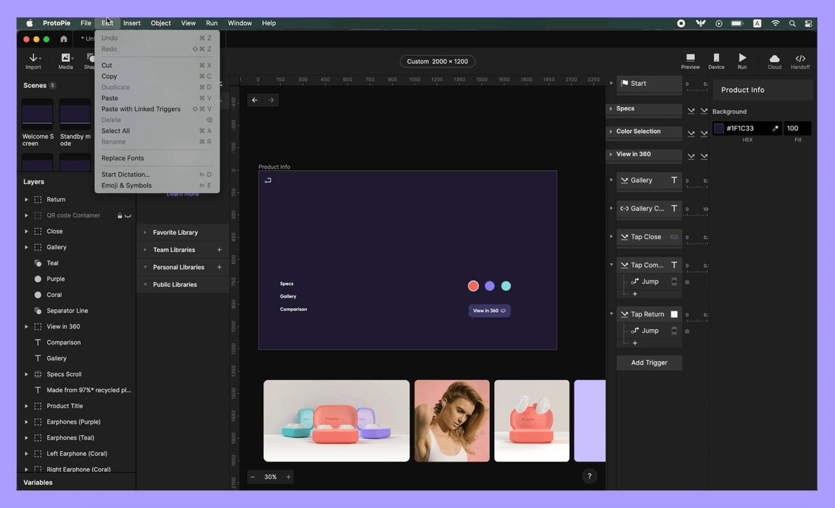 editor replacing a font with a custom one throughout a Pie file