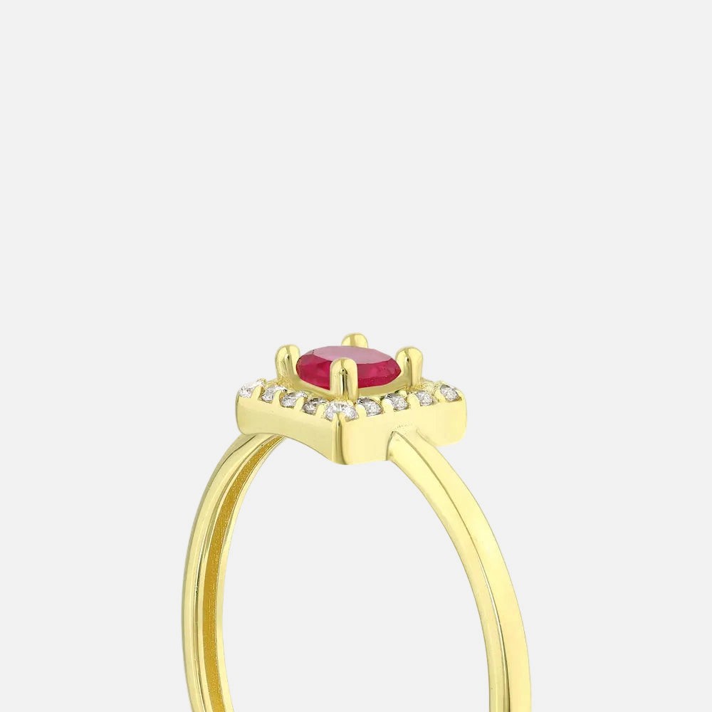 Assos Pırlanta 14 Ayar Altın Renkli Taşlı Zarif Tasarım Yüzük