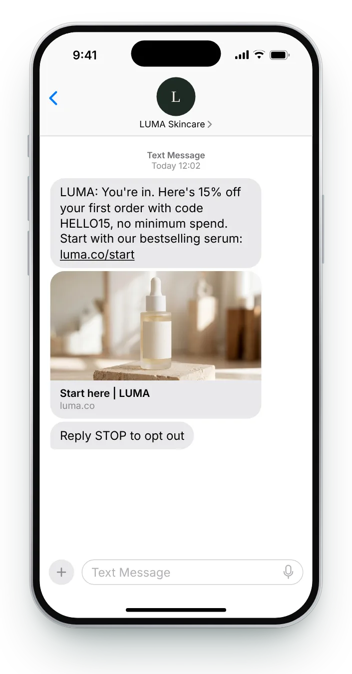 The code they signed up for first-week SMS on an iPhone