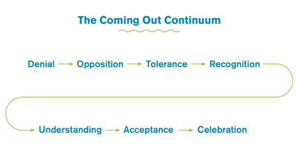   Figure 2 : The Coming out Continuum process according to the report. 