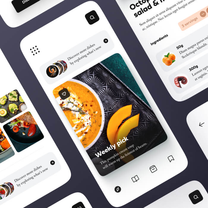 mobile app ui for restaurant and recipes figma free