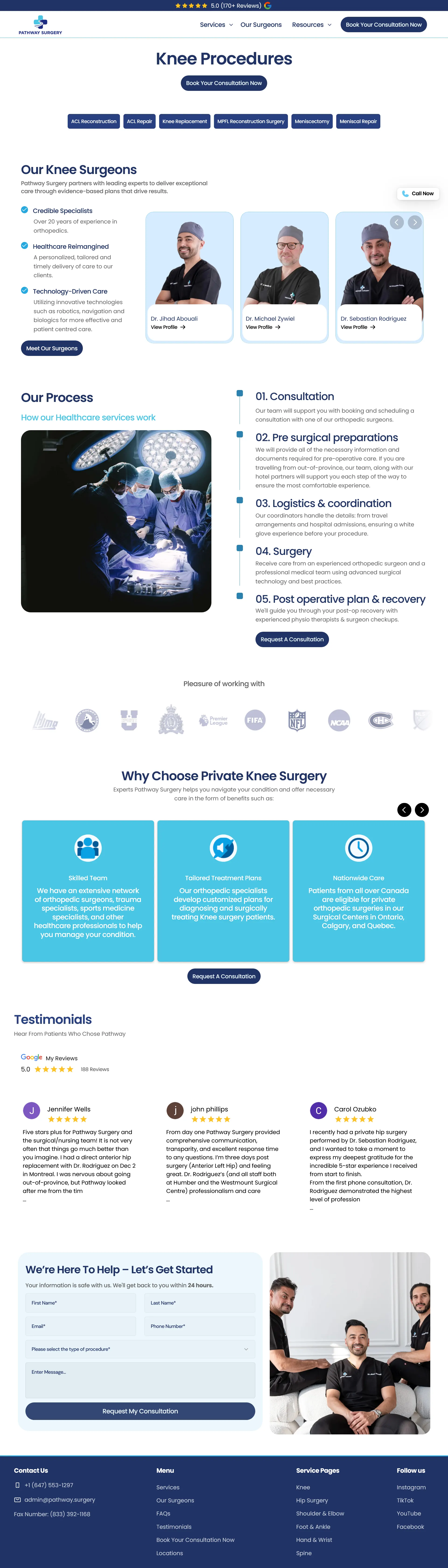 Knee - Pathway Surgery website developed & designed by Dreams Agency Mississauga, Ontario