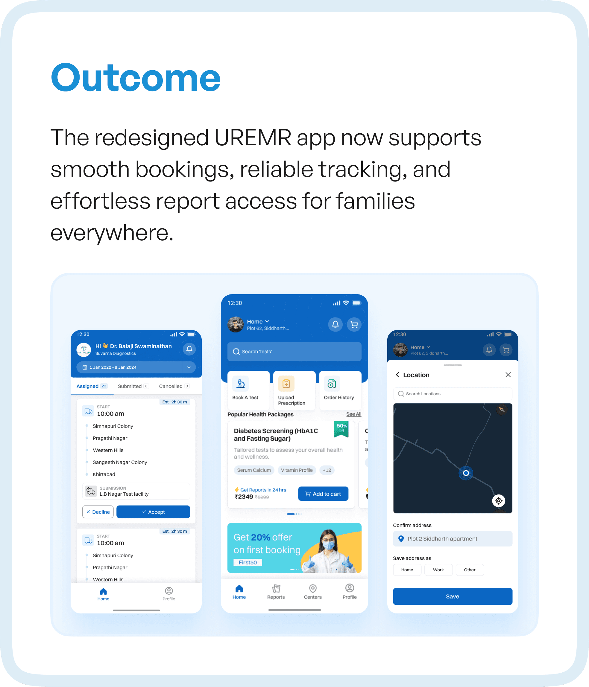 Outcome final screens