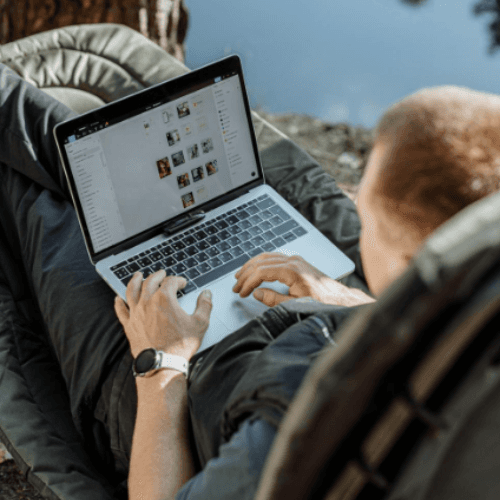 Business owner workingon his laptop