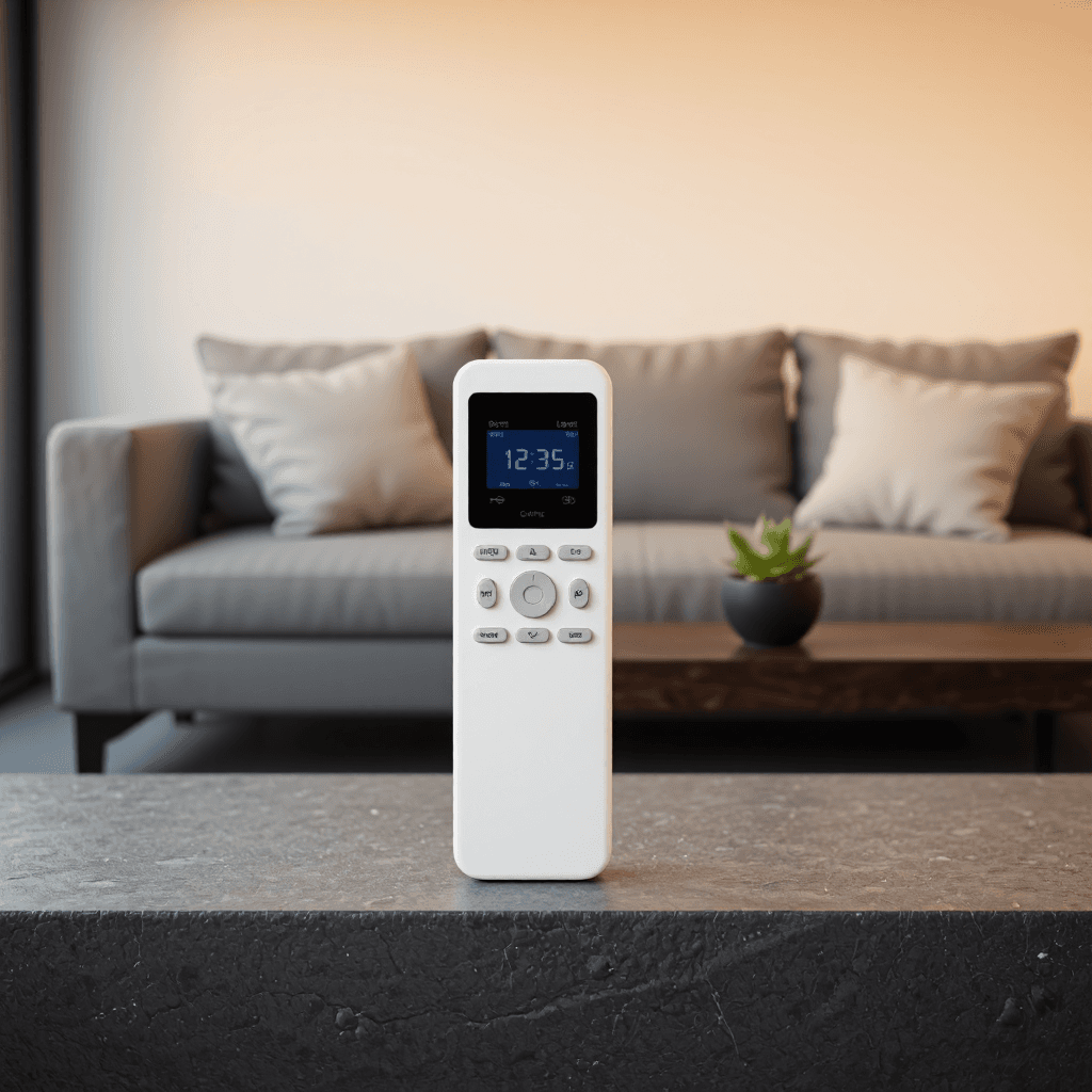 product photography of a remote control for an air conditioner