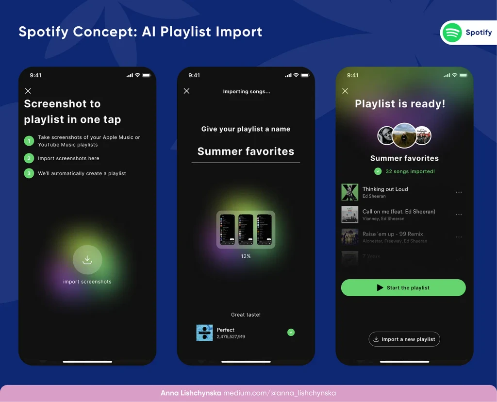 spotify concept: ai playlist import