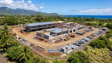 Aerial view of construction site in Hawaii.
