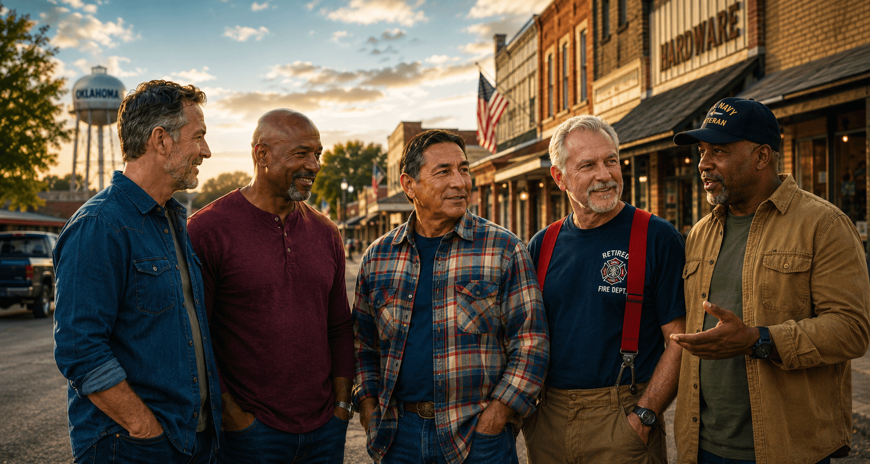 multiple fathers standing