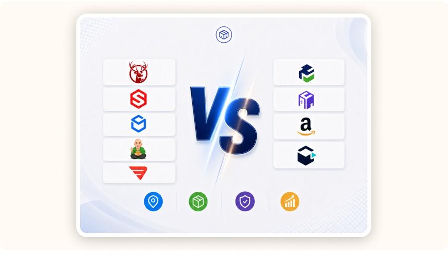 Fulfillment tool logos displayed in a clean VS comparison layout