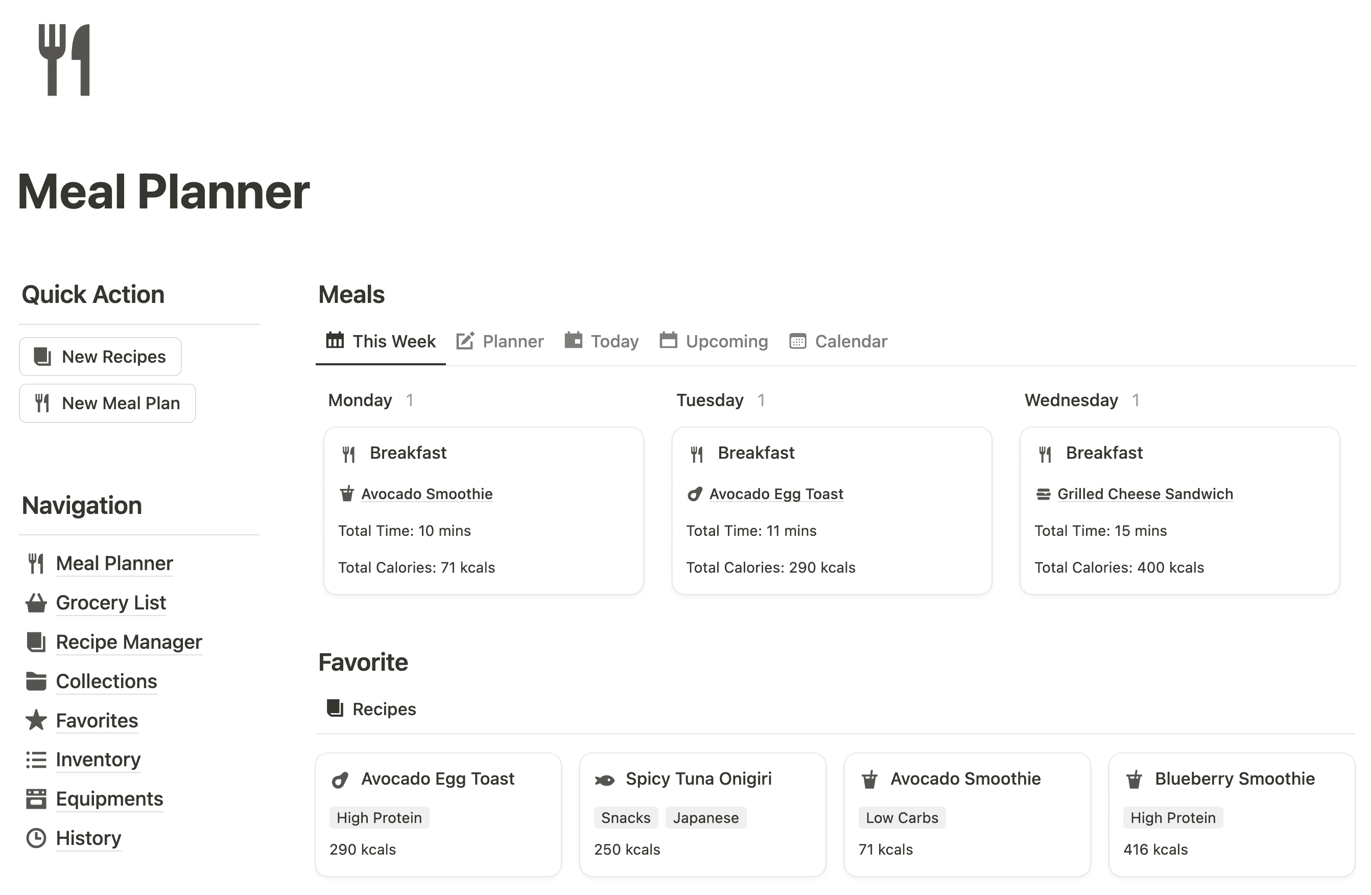 Meal Planner Notion Template