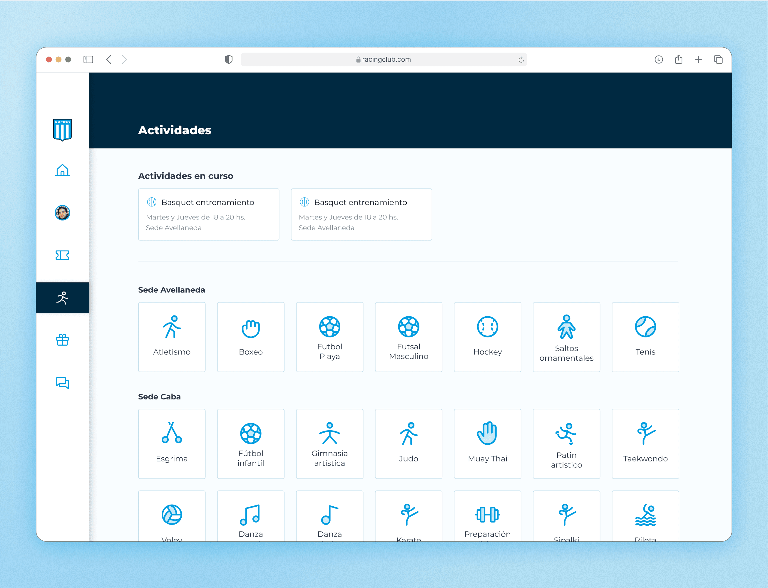 activities screen