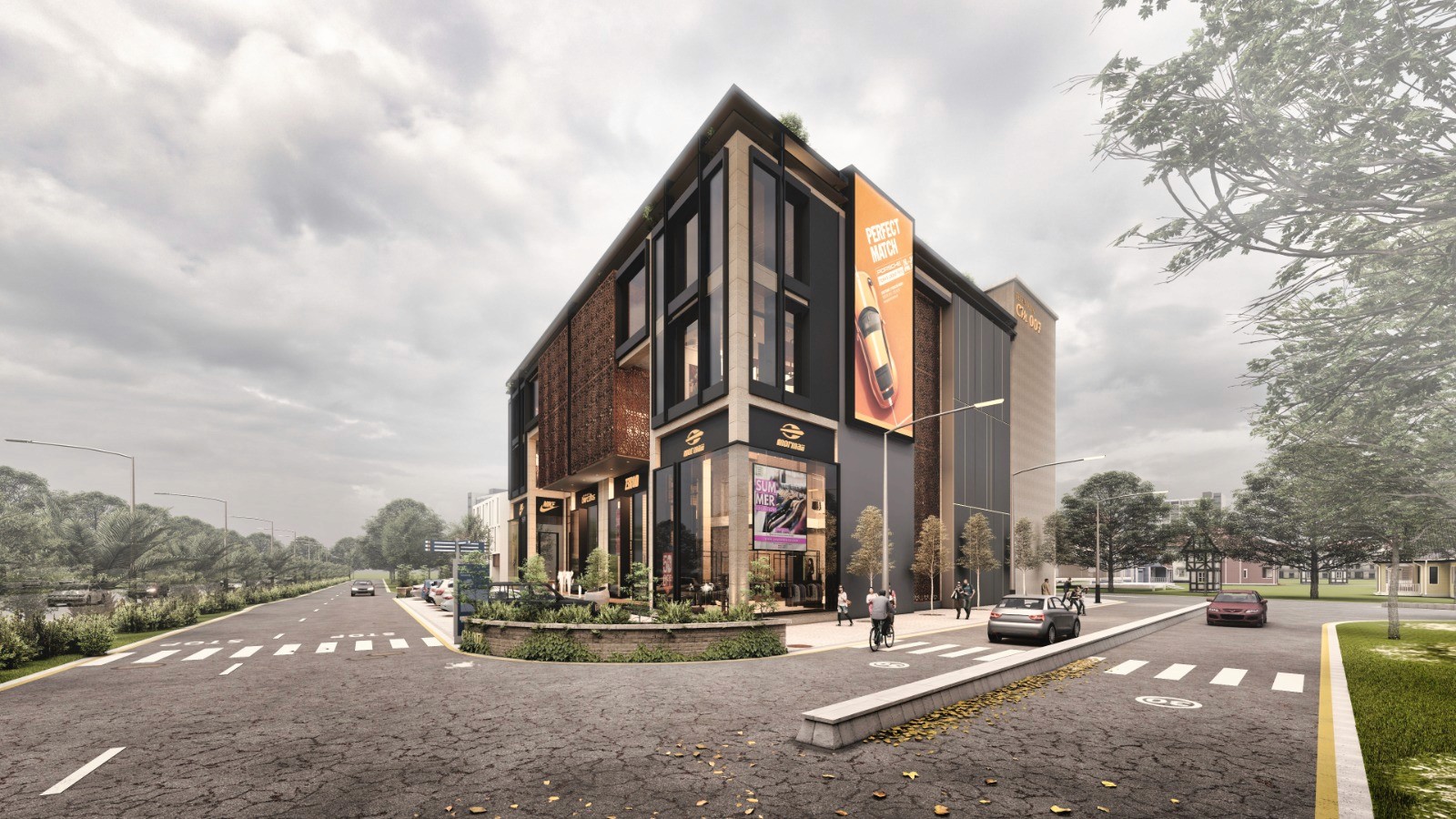 CM 007 is a mixed-use commercial development in DHA Multan designed by Saud Architects, featuring jaali-inspired façade elements that reinterpret Multan's cultural heritage through contemporary architecture.
