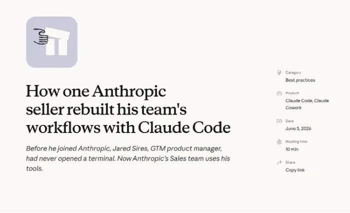 Screenshot of the claude.com post on a seller rebuilding workflows with Claude Code
