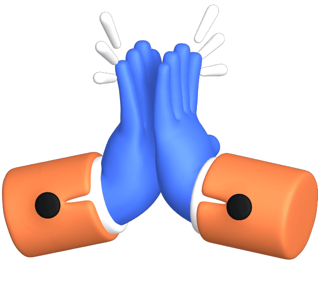 3D hands clapping with orange sleeves