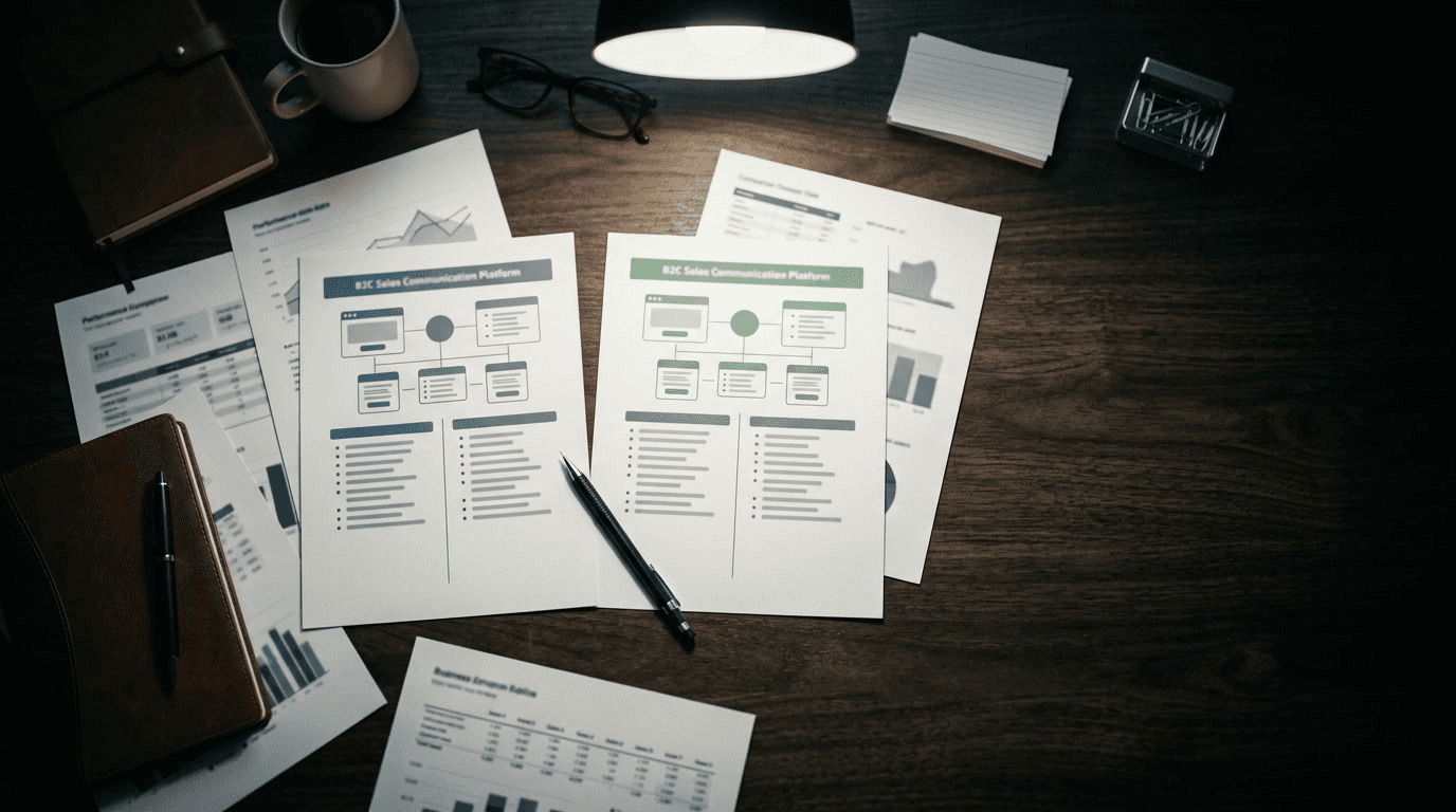 Sales team using Ringover to manage calls, follow up on leads, and communicate with clients in a B2C sales process
