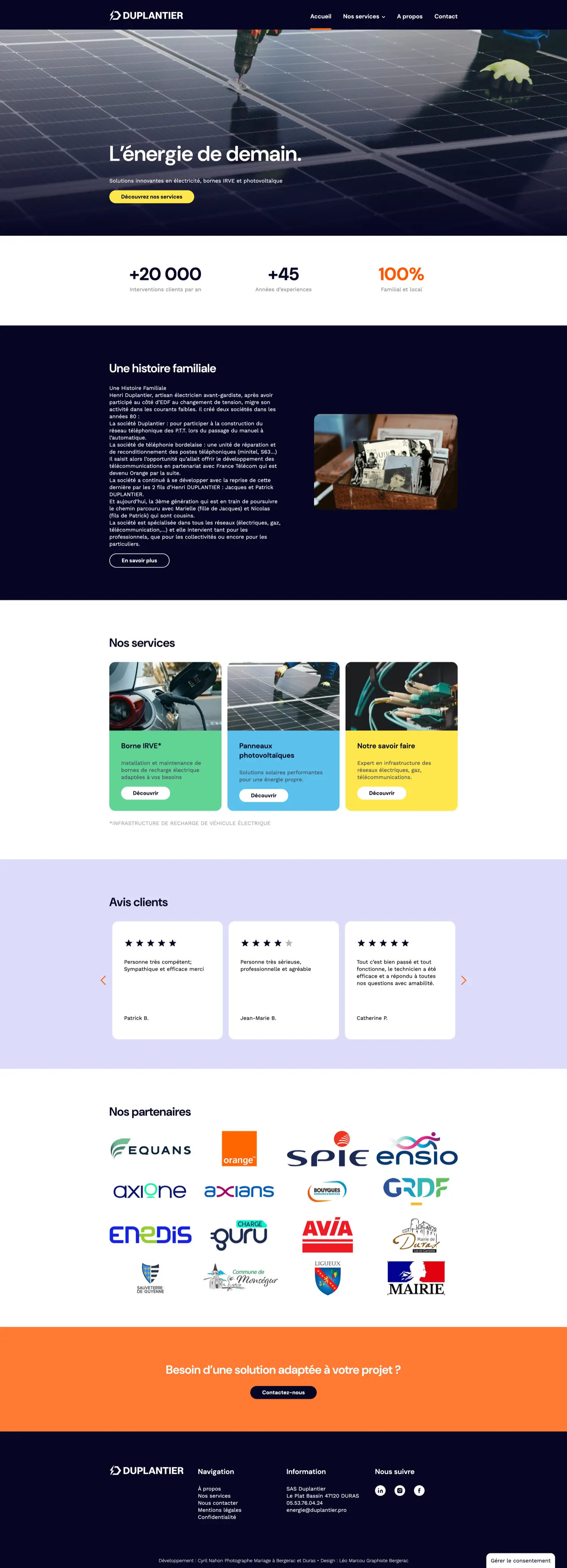 Page d'accueil d'un site web