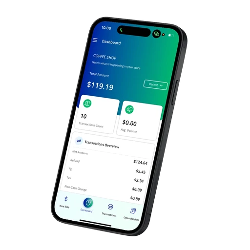 Phone showing a payment processing app