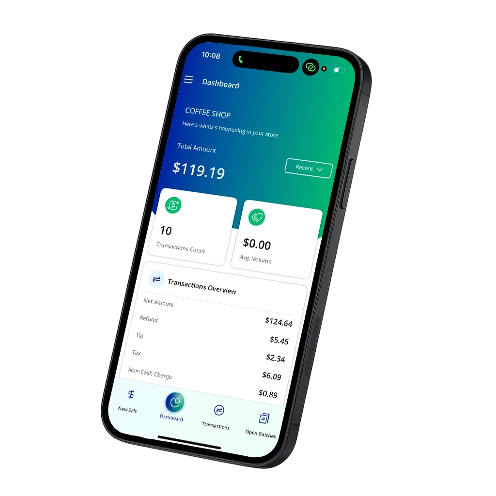 Phone showing a payment processing app