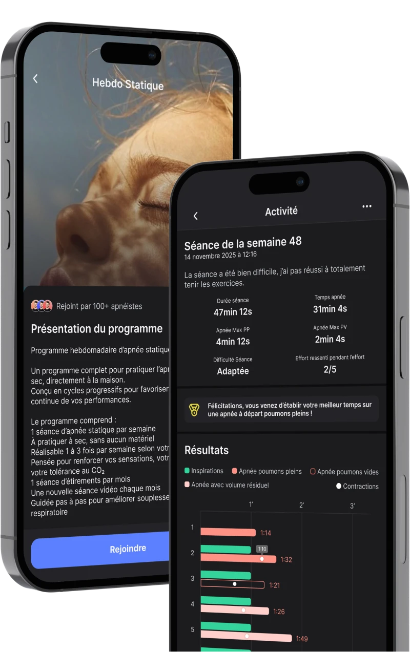 apneacoach est un coach d'apnée avec des programmes et des exercices à réaliser pour progresser