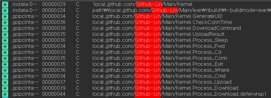 Gomir binary showing Go module path strings