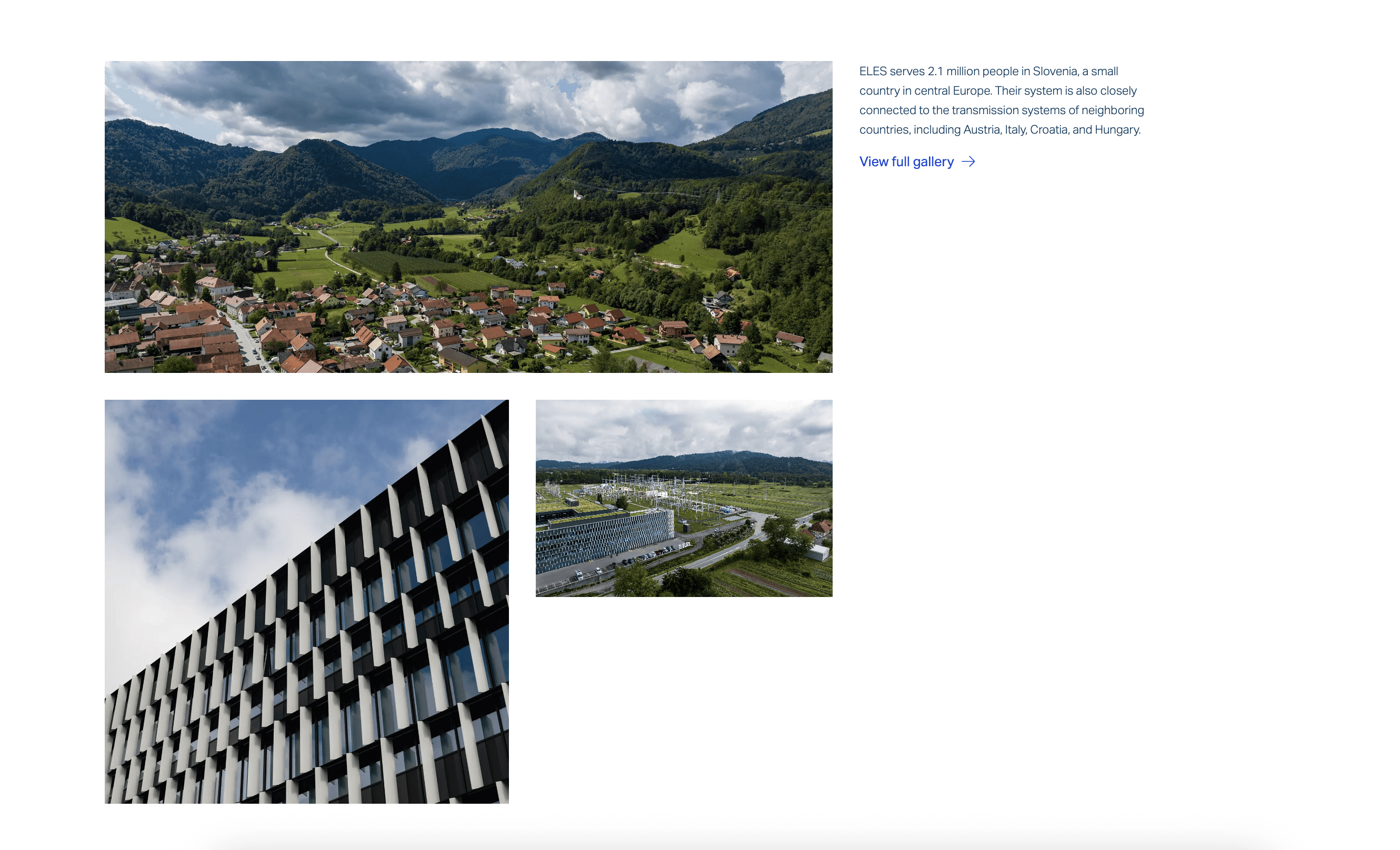 An example of an image gallery on a customer highlights page