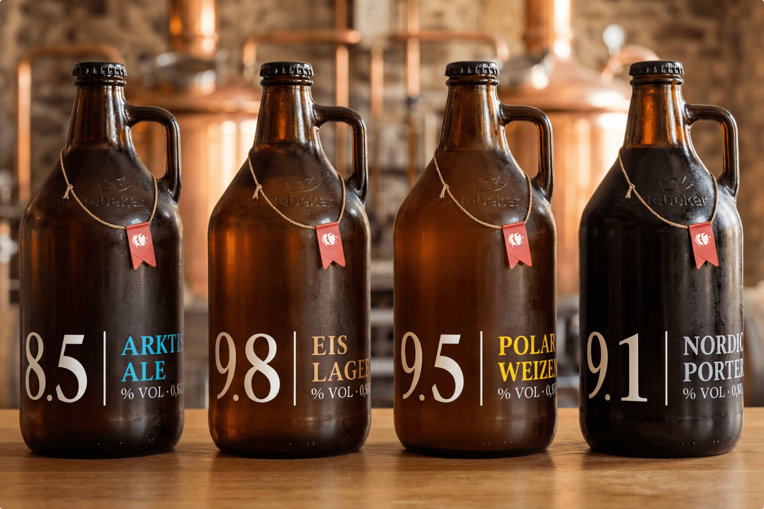 Four beer growlers.
