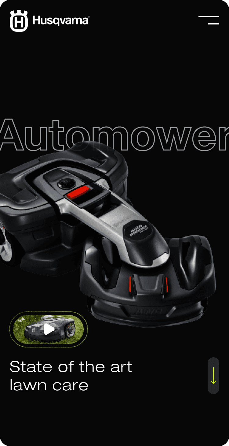 Husqvarna Landing Page concept screen