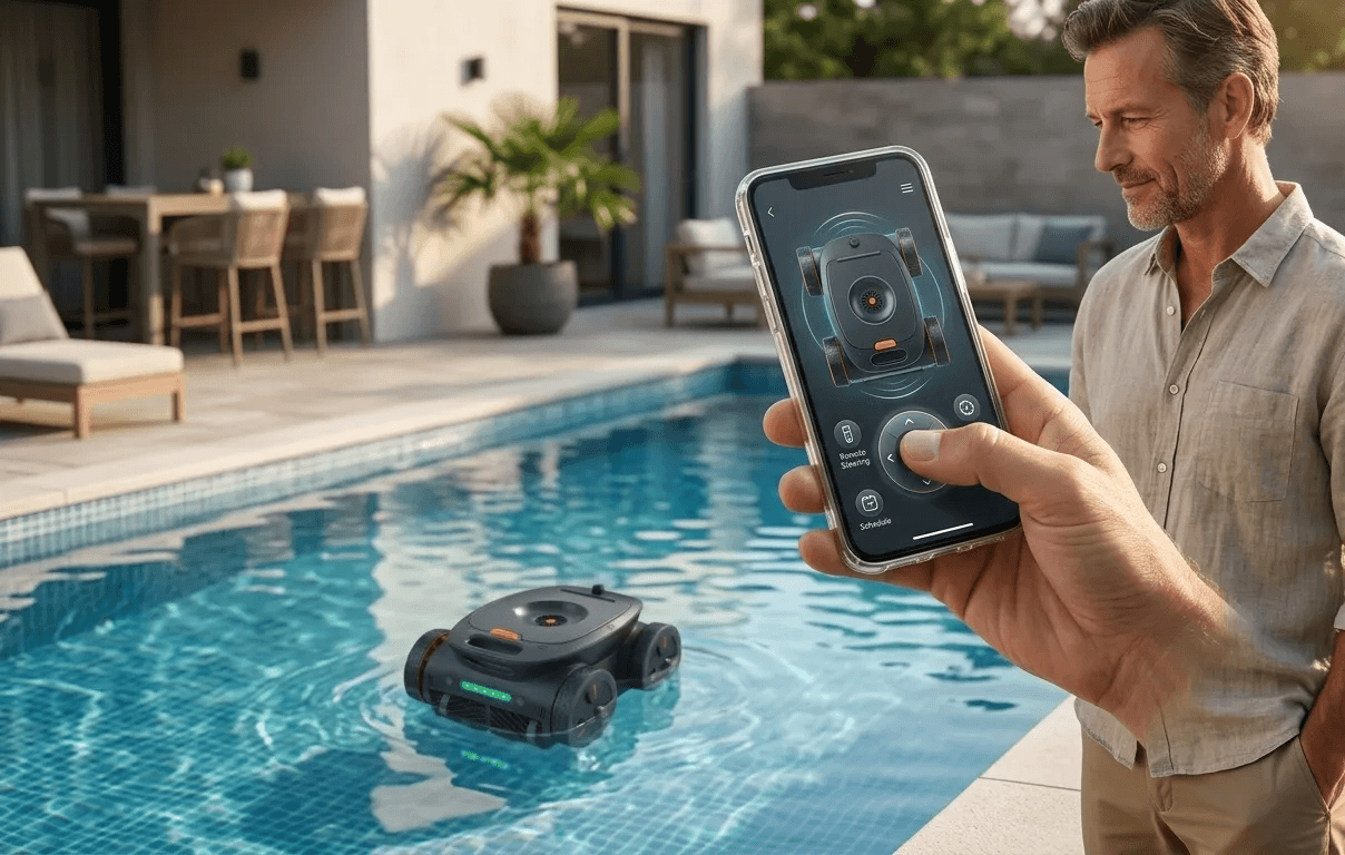 Smart app control for managing a robotic pool cleaner